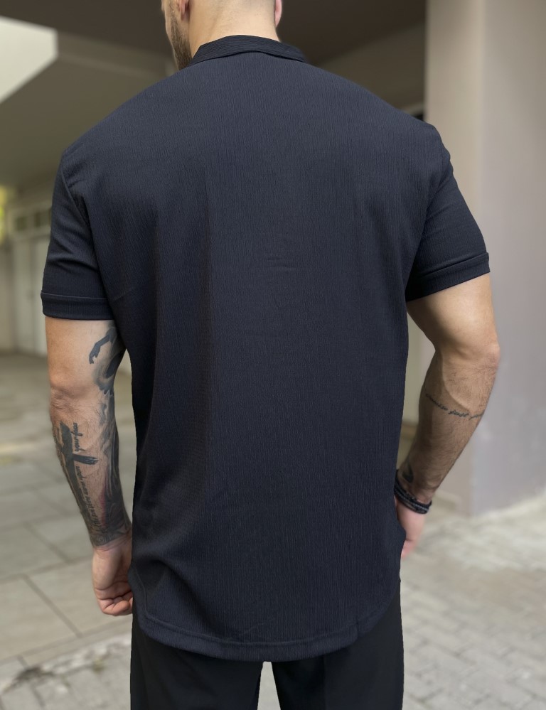 Ανδρικό μαύρο κοντομάνικο πουκάμισο TST1310M φωτογραφία